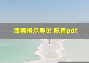 海德格尔导论 陈直pdf